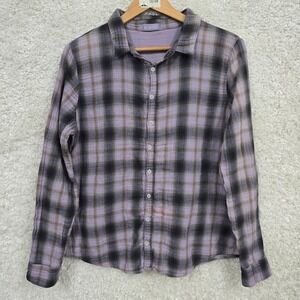 CP Shades‎ Purple Plaid Double Layer Cotton Gauze Button Down Shirt Large USA